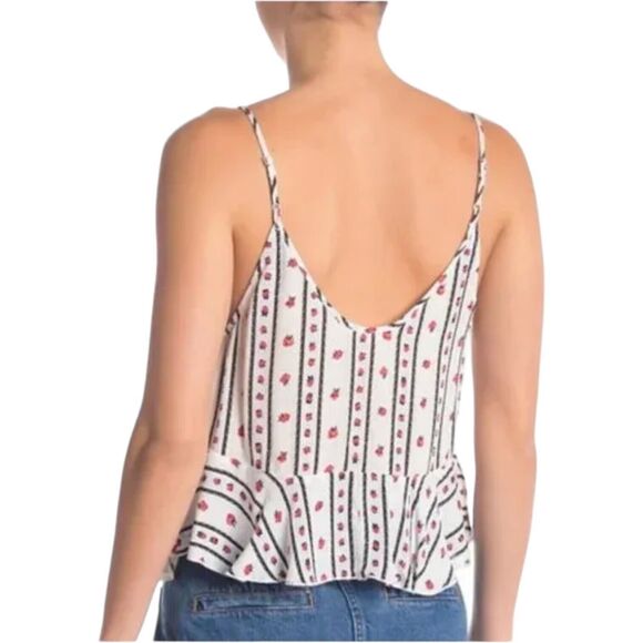 Intimately Free People White Red Floral Semi Sheer Cami Top Women's Size Medium - Picture 3 of 10